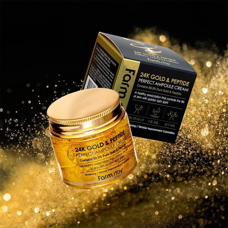 Farm Stay 24K Gold & Peptide Perfect Ampoule Cream – jauninamasis veido kremas