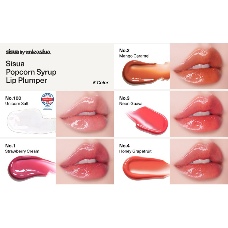 Unleashia Sisua Popcorn Syrup Lip Plumper 02 Mango Caramel – lūpas putlinantis blizgis