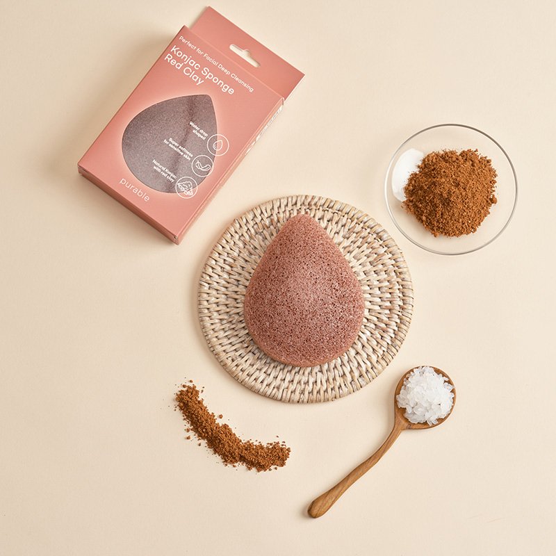 purable Konjac Sponge Red Clay – konjako kempinėlė veidui prausti