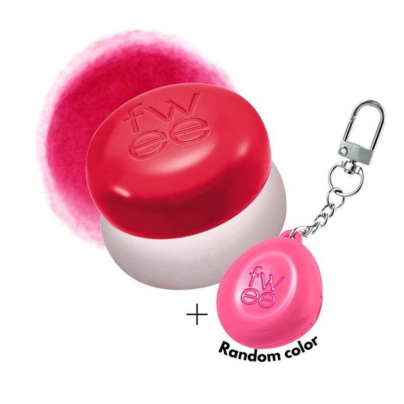 fwee Lip & Cheek Blurry Pudding Pot + Pendant Keyring Reddish Moment RD02 Mule – lūpdažis ir skaistalai + raktų pakabukas