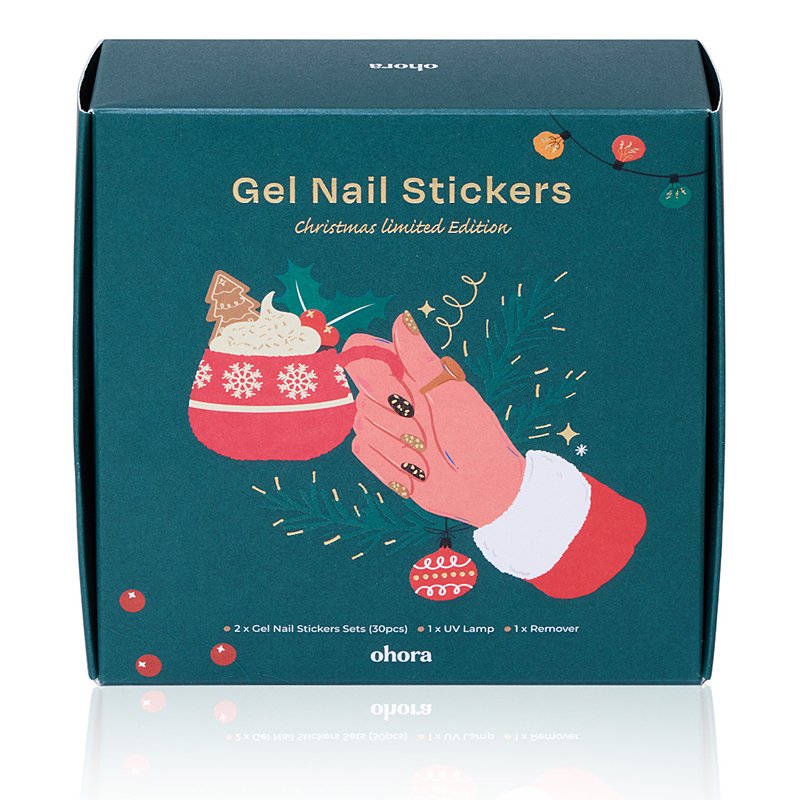 ohora Semi Cured Gel Nail Strips Christmas Set Limited Edition – gelinių nagų šventinis rinkinys