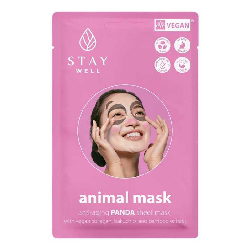 Stay Well Vegan Animal Mask Anti-aging Panda – stangrinamoji veido kaukė