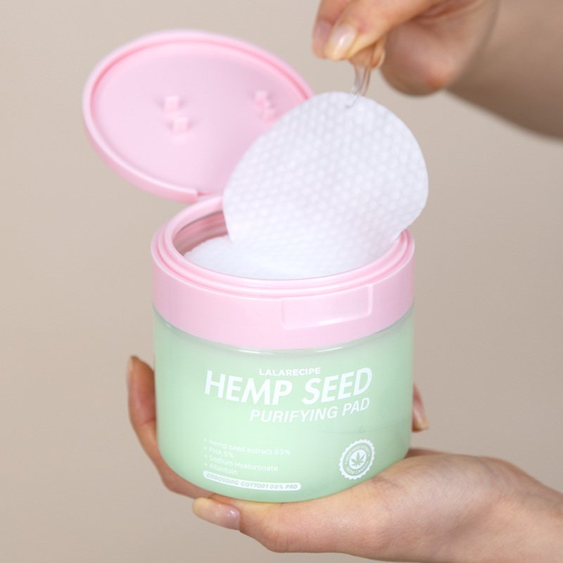 LALARECIPE Hemp Seed Purifying Pad – valomieji diskeliai su toniku