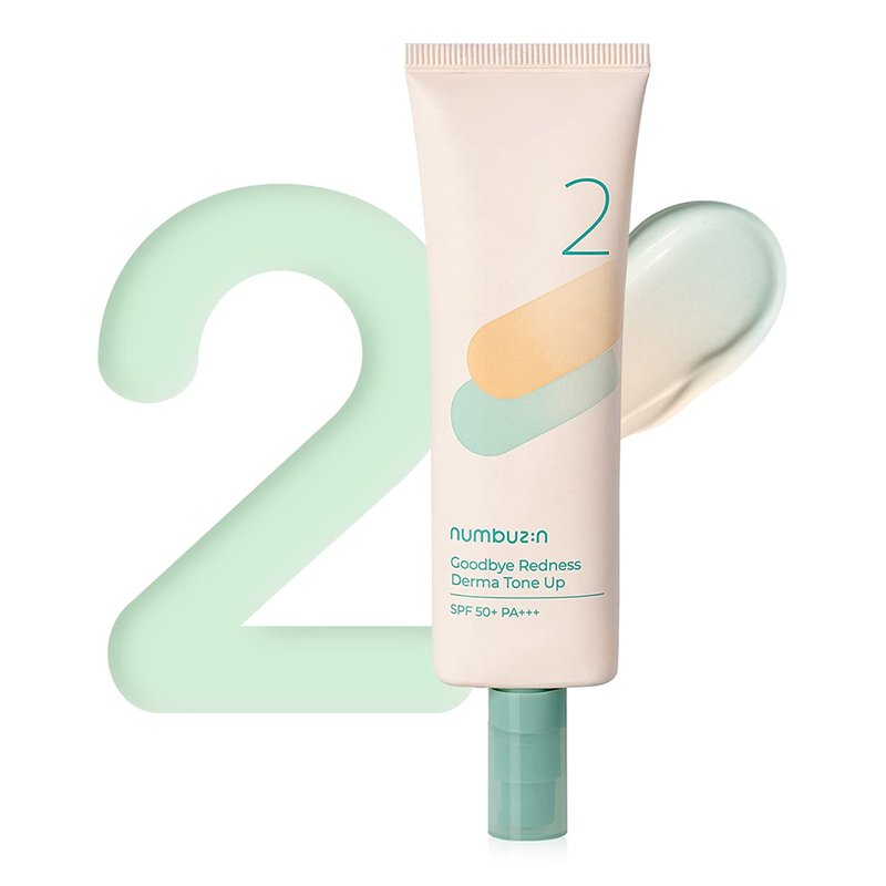 numbuzin No.2 Goodbye Redness Derma Tone Up SPF – raudonį maskuojanti makiažo bazė