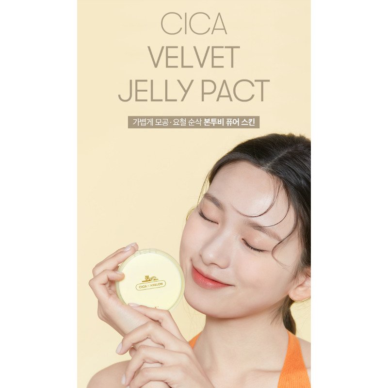 VT Cosmetics Cica Velvet Jelly Pact SPF36/PA++ 21 Light Beige – makiažo pagrindas