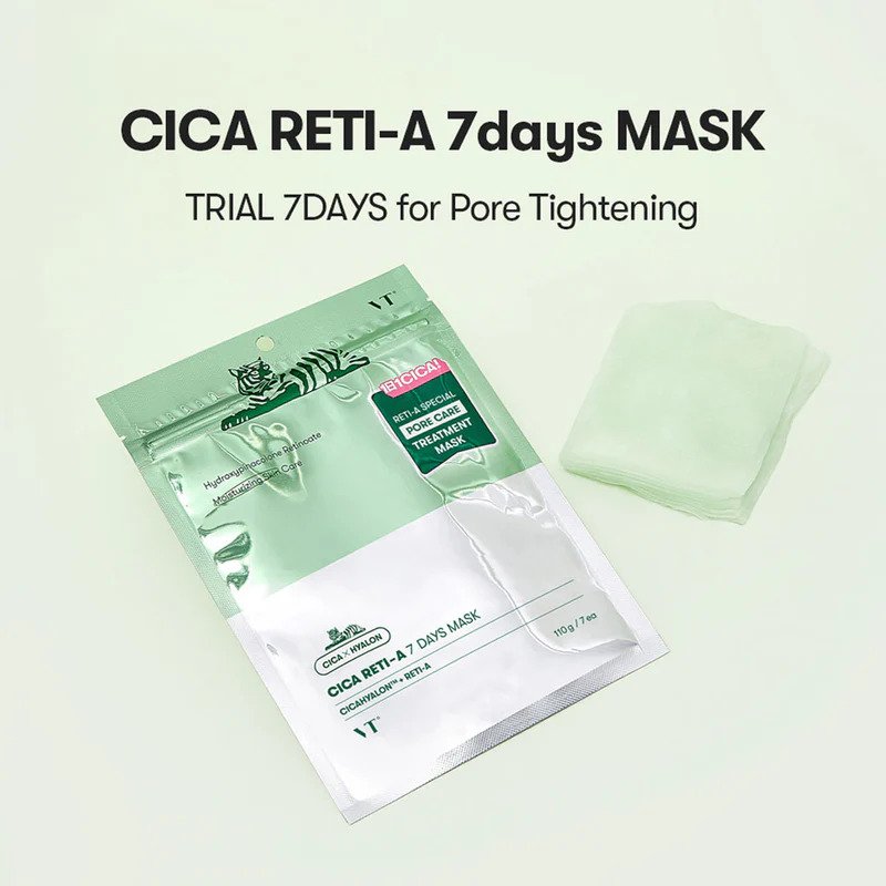 VT Cosmetics Cica Reti-A 7 Days Mask – veido kaukės su retinoliu