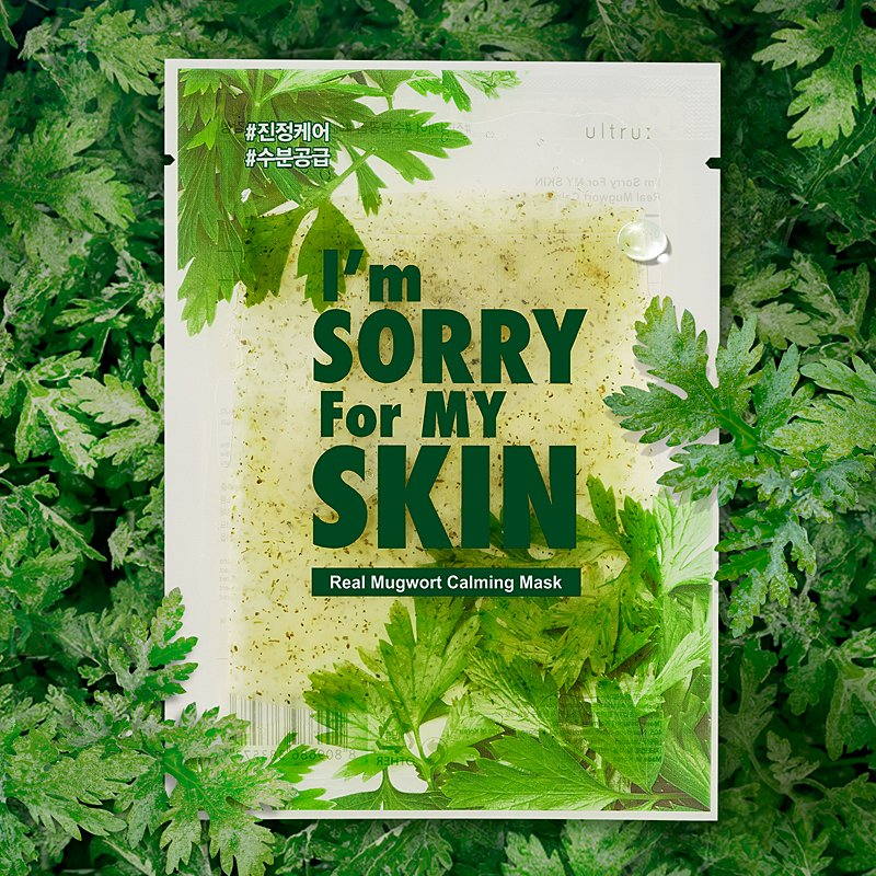 ultru I'm Sorry For My Skin Real Mugwort Calming Mask – raminamoji veido kaukė