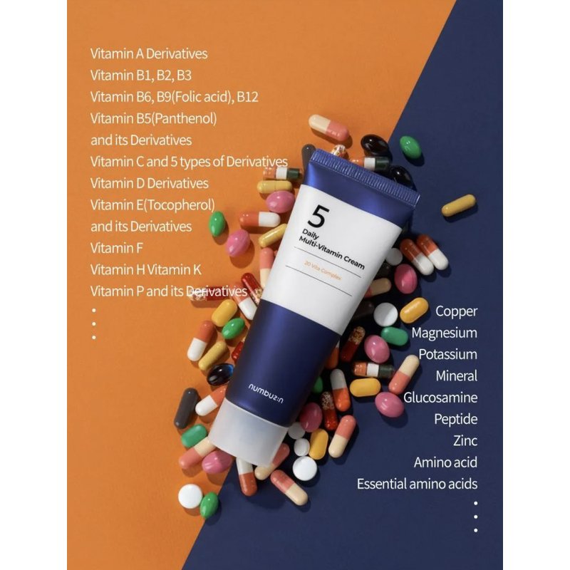 numbuzin No.5 Daily Multi-Vitamin Cream – veido serumas su vitaminais