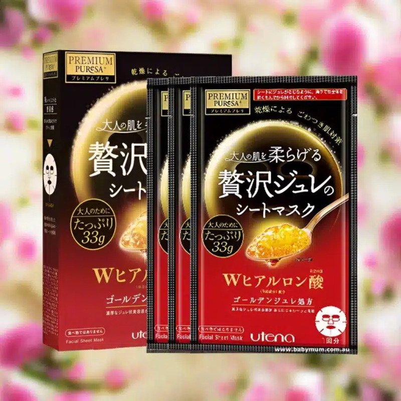 Utena Premium Puresa Golden Jelly Hyaluronic Acid Face Masks – drėkinamoji veido kaukė