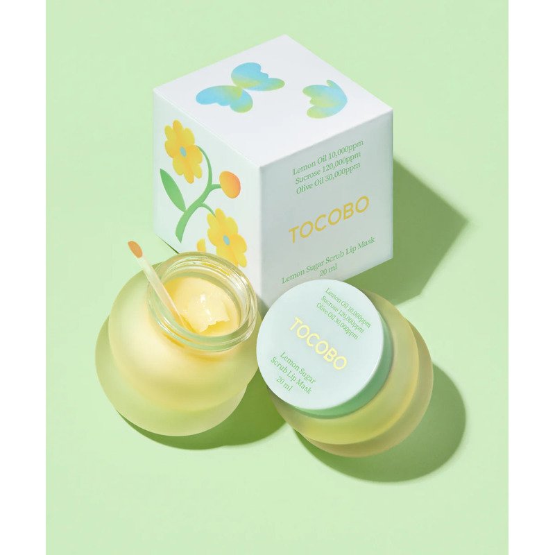 TOCOBO Lemon Sugar Scrub Lip Mask – naktinė šveičiamoji lūpų kaukė