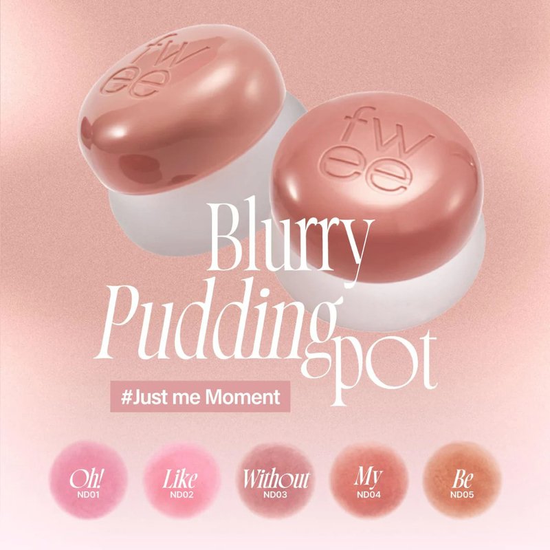 fwee Lip & Cheek Blurry Pudding Pot Just Me Moment ND03 Without – lūpdažis ir skaistalai