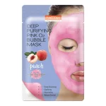 Purederm Deep Purifying Pink Bubble O2 Bubble Mask Peach – putojanti persikinė veido kaukė